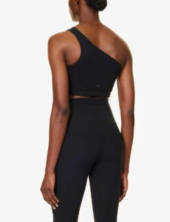 Airweight Brand-print Asymmetrical Stretch-woven Bra -Ted Bakee Fashion Shop R04200762 BLACK ALT03