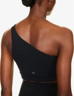 Airweight Brand-print Asymmetrical Stretch-woven Bra -Ted Bakee Fashion Shop R04200762 BLACK ALT04