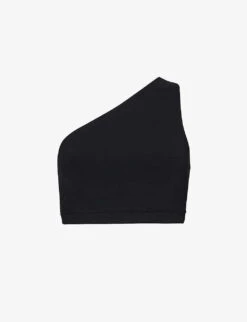 Airweight Brand-print Asymmetrical Stretch-woven Bra