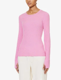 Rag & Bone Audrina Brushed-texture Wool-blend Knitted Top -Ted Bakee Fashion Shop R04201902 FUCHSIA ALT02