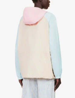 Brand-text Funnel-neck Regular-fit Recycled-polyamide Hooded Jacket -Ted Bakee Fashion Shop R04202684 SAND ALT03