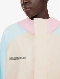 Brand-text Funnel-neck Regular-fit Recycled-polyamide Hooded Jacket -Ted Bakee Fashion Shop R04202684 SAND ALT04