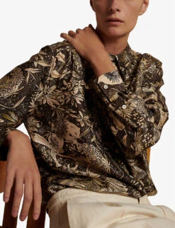 Soeur Lucrèce Graphic-print Silk Blouse 5 Soeur Lucrèce Graphic-print Silk Blouse -Ted Bakee Fashion Shop R04202819 PRINT ALT02