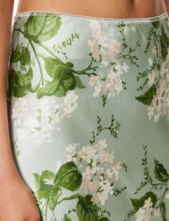 Arie Floral-pattern Lace-trim Silk Midi Skirt -Ted Bakee Fashion Shop R04203298 TEAGARDEN ALT04