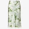 Arie Floral-pattern Lace-trim Silk Midi Skirt