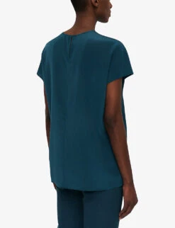 Joseph Broca Gathered Silk Blouse 8 Joseph Broca Gathered Silk Blouse -Ted Bakee Fashion Shop R04203807 DARKTEAL ALT03