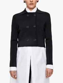 Joseph Milano Cropped Double-breasted Jacket -Ted Bakee Fashion Shop R04203860 BLACK ALT02