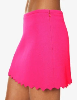 Scallop-trim Mid-rise Wool Mini Skirt -Ted Bakee Fashion Shop R04204125 PINK ALT04