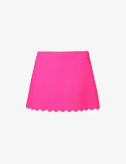 Scallop-trim Mid-rise Wool Mini Skirt