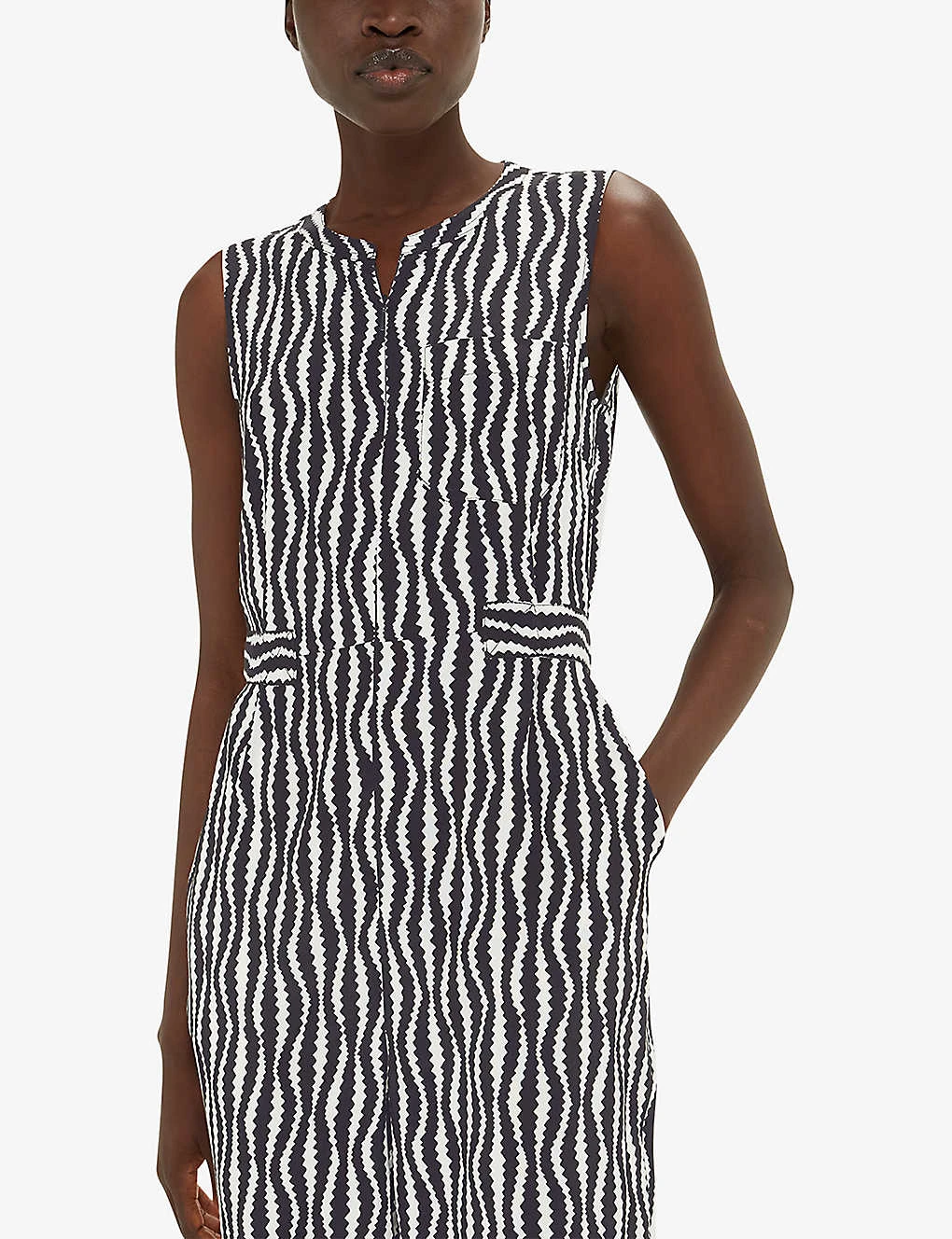 Whistles Josie Optical Rope-pattern Woven Jumpsuit 5 Whistles Josie Optical Rope-pattern Woven Jumpsuit - Image 5