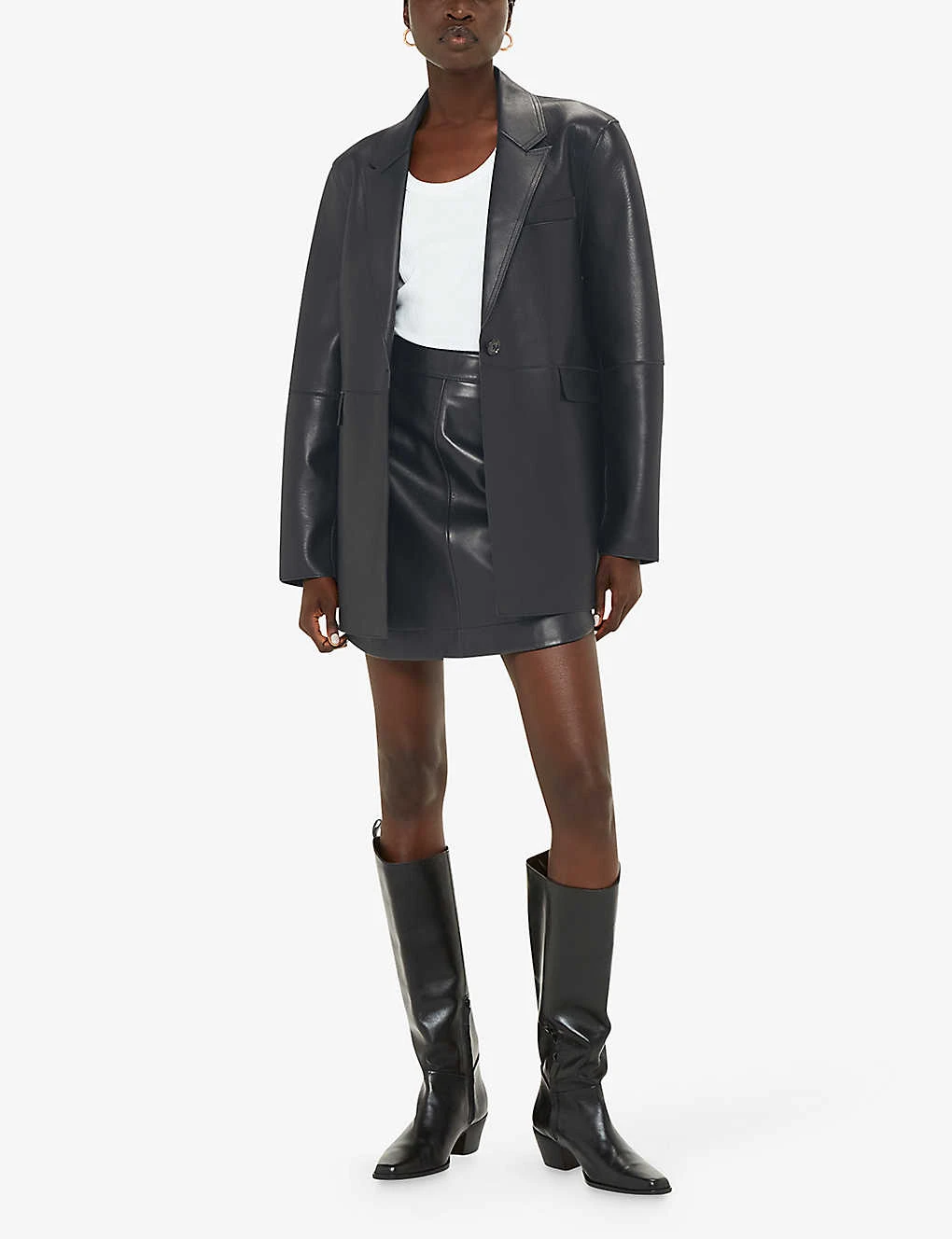 Whistles Katrina Relaxed-fit Leather Blazer 2 Whistles Katrina Relaxed-fit Leather Blazer - Image 2