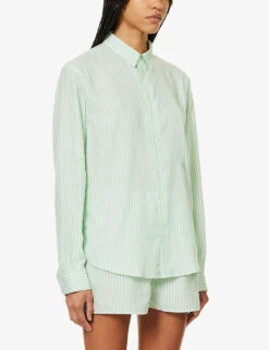 Striped Relaxed-fit Woven Shirt -Ted Bakee Fashion Shop R04205009 WASHEDKELLY ALT02