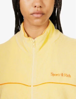 Serif Brand-embroidered Regular-fit Cotton-towelling Jacket -Ted Bakee Fashion Shop R04205026 ALMOND ALT04