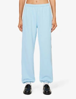 New York Health Club Logo-print High-rise Cotton-jersey Jogging Bottoms -Ted Bakee Fashion Shop R04205110 H2ONAVY ALT02