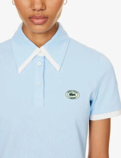 Lacoste X Sporty & Rich Stretch-cotton-piqué Polo Shirt -Ted Bakee Fashion Shop R04205200 PANORAMAFARINE ALT04