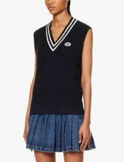 Lacoste X Sporty & Rich Logo-patch Cotton-blend Vest -Ted Bakee Fashion Shop R04205205 MARINEFARINE ALT02