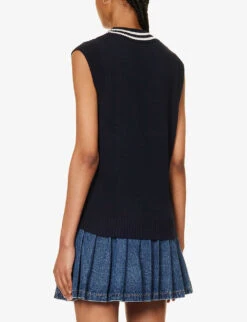 Lacoste X Sporty & Rich Logo-patch Cotton-blend Vest -Ted Bakee Fashion Shop R04205205 MARINEFARINE ALT03