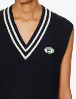 Lacoste X Sporty & Rich Logo-patch Cotton-blend Vest -Ted Bakee Fashion Shop R04205205 MARINEFARINE ALT04