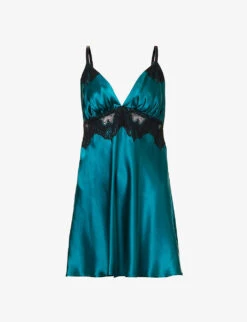 Lace-embellished Flared-hem Silk Nightdress