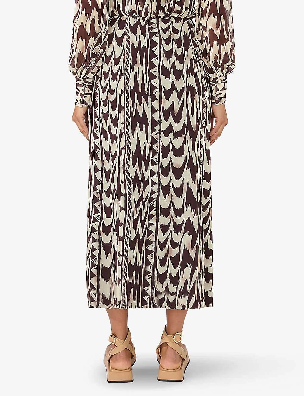 Animal-print Front-split Woven Midi Skirt 3 Animal-print Front-split Woven Midi Skirt - Image 3